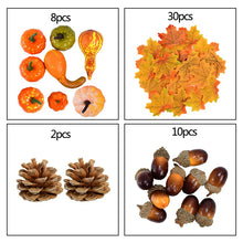 Load image into Gallery viewer, Christmas Gift 50Pcs Halloween Pumpkin Fake Vegetable Simulation Maple Leaves Pine Cones Acorns Thanksgiving Decoration Photo Props Fall Decor