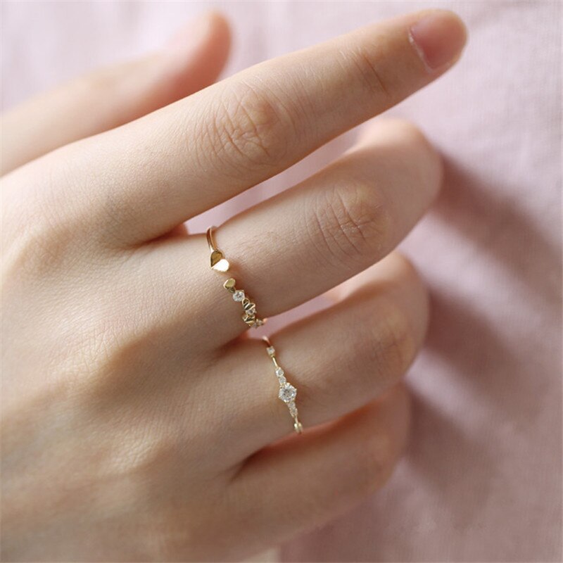 Sterling Alloy 14K Gold Plating Pavé Crystal Exquisite Wedding Ring Women Light Luxury Temperament Jewelry Accessories