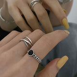 Skhek Minimalist Chain Rings for Women Couples New Fashion Vintage Handmade Geometric Party Jewelry Gifts