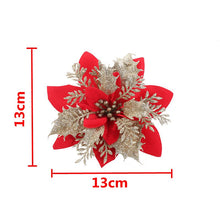 Load image into Gallery viewer, 5pcs Artificial Christmas Flowers Glitter Fake Flowers Merry Christmas Tree Decoration Home DIY Xmas Gifts Ornament Navidad 2021