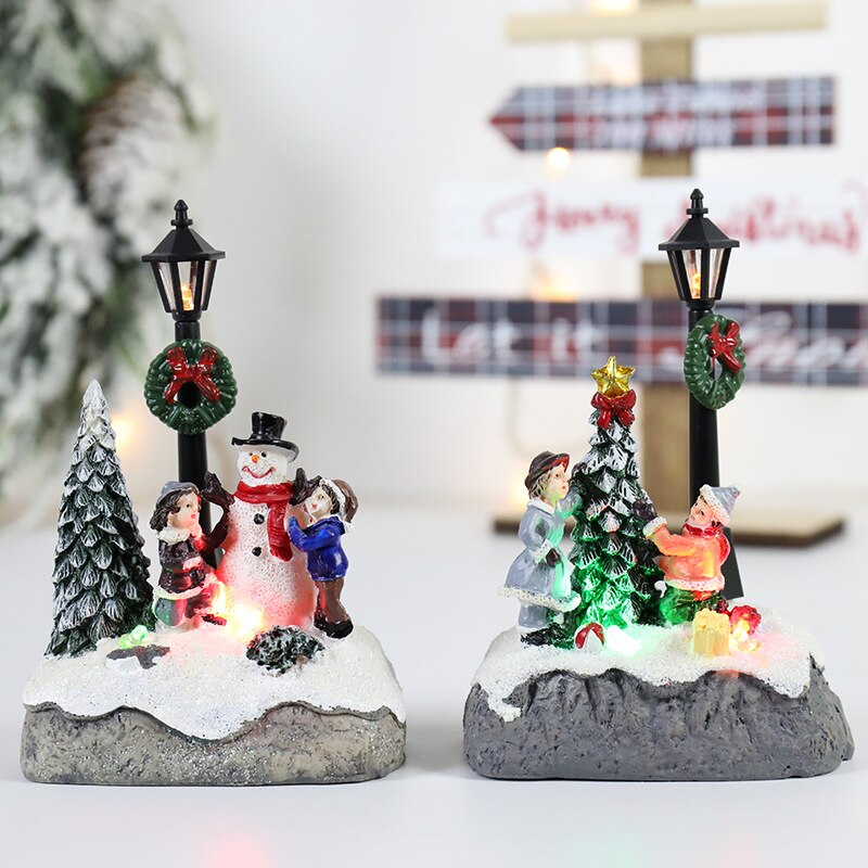 Christmas Gift 2022 New Year Gifts Best for Children Christmas LED Micro Landscape Resin House Christmas Decoration for Home Xmas Navidad Decor