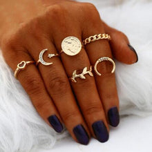 Load image into Gallery viewer, 17KM Bohemian Gold Vintage Rings Star Moon Beads Crystal Ring Set Women Charm Joint Ring Party Wedding Fashion Jewelry Gifts 1124