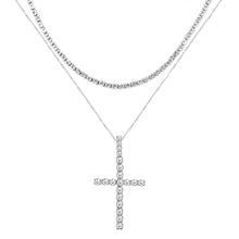 Load image into Gallery viewer, Skhek Punk Silver Color Cross Rhinestone Pendant Necklace For Women Multi-Layer Crystal Chain Necklace Fashion Statement Jewelry Gift
