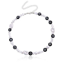 Load image into Gallery viewer, New Korea Pearl Necklace Colorful Beaded Evil Eye Charm Statement Short Choker Necklaces for Women Vacation Jewelry