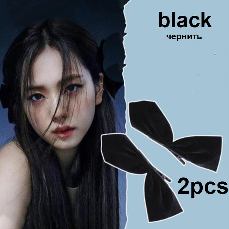 Korean 2Pcs Black Chiffon Bow Hairpin Hair Clip For Girls Women Cute Party Barrette Hairgrips Back Clip Hair Accessories