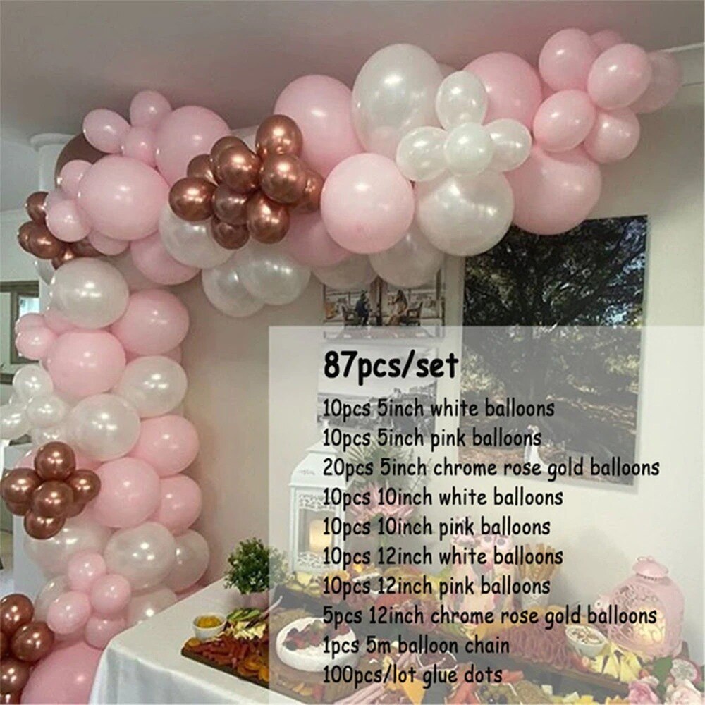 Balloons Arch Kit Macaroon Grey Pink Chrome Metallic Ballon Garland for Wedding BabyShower Girl Birthday Party Decoration