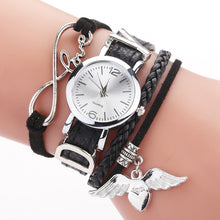 Load image into Gallery viewer, Christmas Gift Fashion Watch For Women Luxury Silver Heart Pendant Leather Belt Quartz Clock Black Ladies Wrist Watch Montre Femme Dropshipping