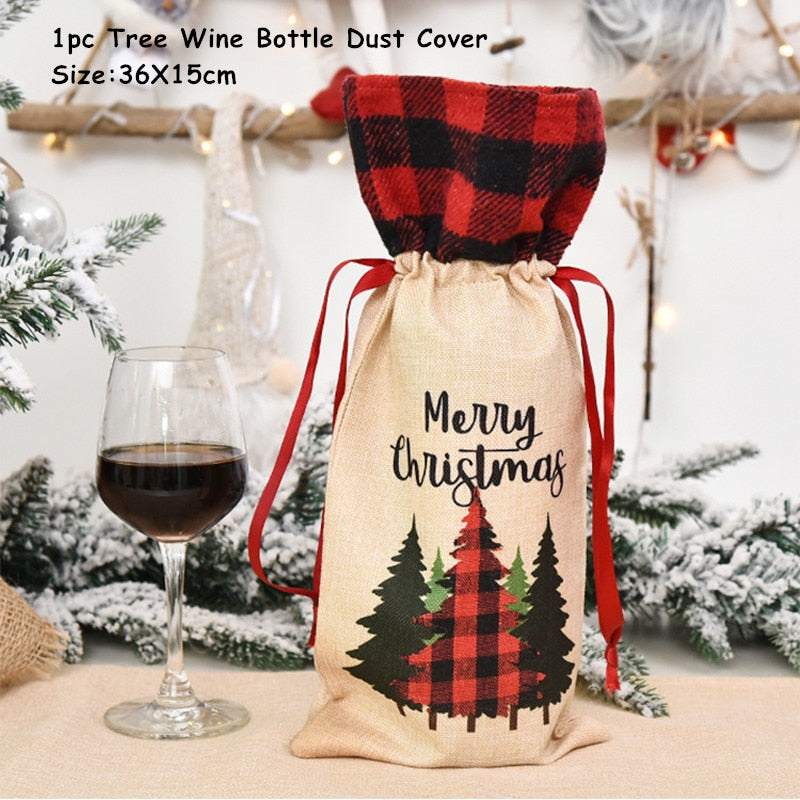 Christmas Gift Navidad Christmas Wine Bottle Dust Cover Merry Christmas Decor for Home Christmas Table Decor Xmas Gift Happy Noel New Year 2022