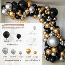 Load image into Gallery viewer, 110pcs Chrome Silver Gold Balloons Arch Kit Black Balloon Garland Wedding Birthday Christmas Party Decor Kids Baby Shower Globos