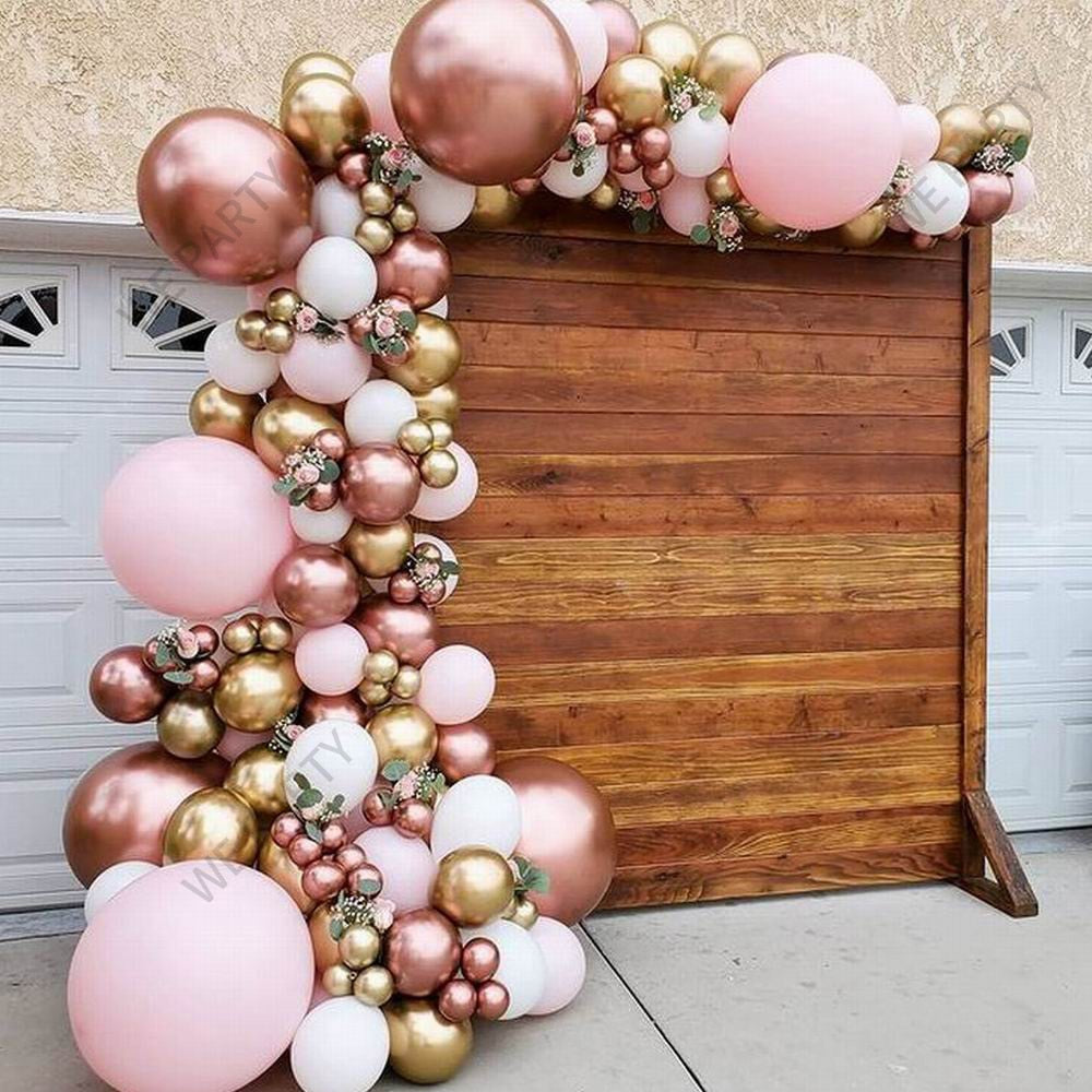 101pcs Chrome Rose Gold Balloons Garland Arch Kit Pink White Ballon for Baby Shower Wedding Birthday Christma Party Decor Globos