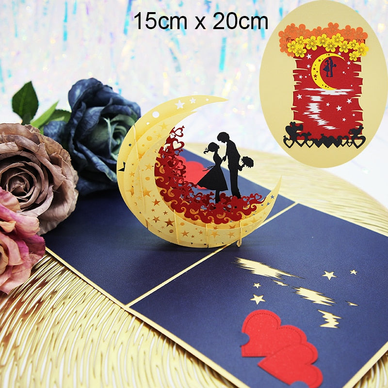 Wholesale Hot 3D Card Creative Gift for Wife and Girlfriend for Valentine's Day Wedding Invitation Customized Thank You Postcard