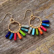 Load image into Gallery viewer, Skhek  Chakra Earring Colorful Natural Stones Gold Color Beads Dangle Drop Earrings Designer Bohemian Women Ear Rings Gifts Dropship