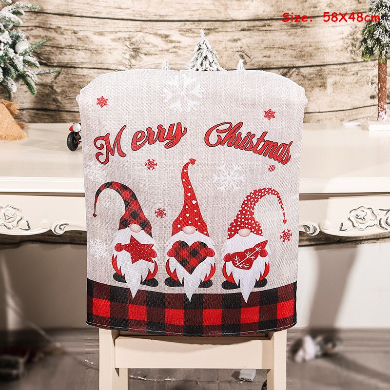 Christmas Gift Santa Hat Chair Covers Christmas Decor Dinner Chair Noel Xmas Cap Sets Dinner Table Hat Chair Back Covers for Home New Year 2022