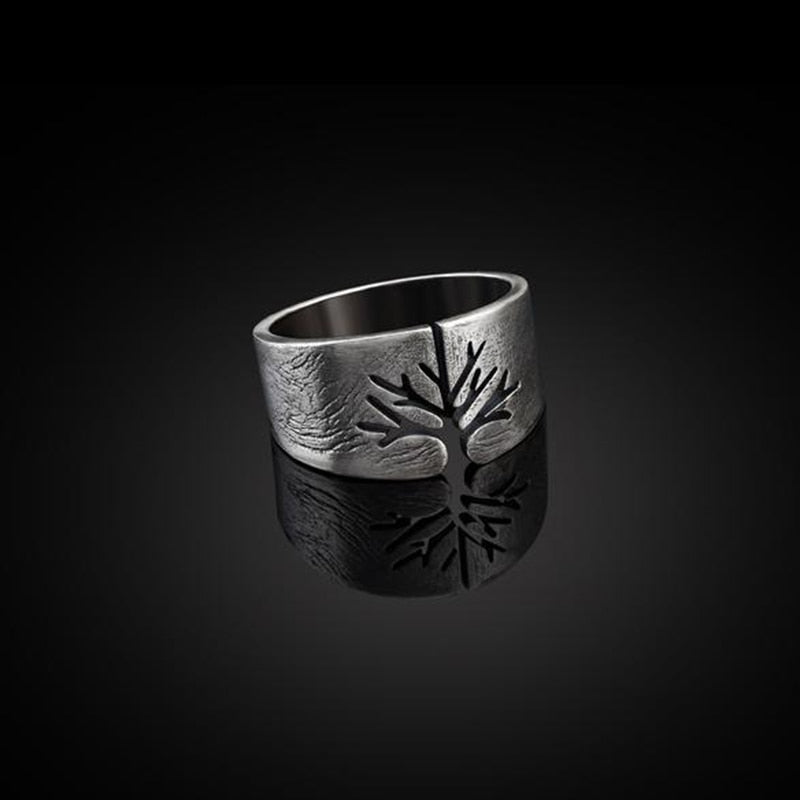 Skhek Titanium steel tree of life ring retro fashion men's stainless steel ring European and American jewelry