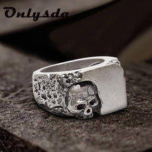 Load image into Gallery viewer, Skhek Unique Silver Color 316L Stainless Steel Evil Skull Ring Mens Punk Rock Biker Jewelry Dropshipping OSR538