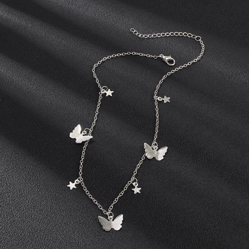 Bohemian Cute Butterfly Choker Necklace For Women Gold Silver Color Clavicle Chain Fashion Female Chic Chocker Jewelry Gift
