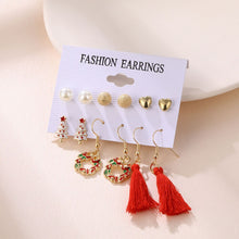 Load image into Gallery viewer, Christmas Gift IPARAM Fashion Christmas Snowflake Earring Set for Women Christmas Bells Reindeer Love Drop Earrings 2021 Fashion Jewelry Gifts