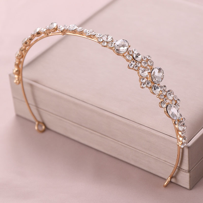 Trendy Wedding Headband Gold Baroque Rhinestone Crystal Headwear Queen Tiara Bridal Headdress Jewelry Wedding Hair Accessories