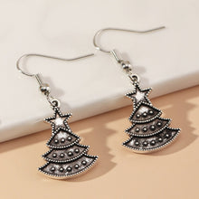 Load image into Gallery viewer, Christmas Gift Vintage Old Antique Silver Bells Snowflake Earring Tree Elk Snowman Earrings Christmas Decorations Happy New Year 2022 Xmas Gift