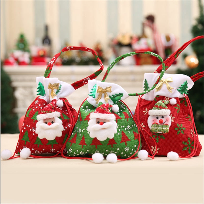 High Quality Christmas Decorations Santa Claus Gift Bag Christmas Candy Surprise Apple Bag Window New Year Home Party Pendant