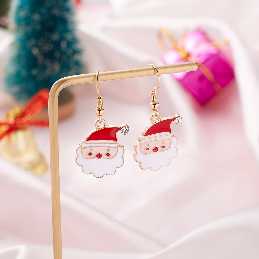Christmas Gift New Trend Christmas Hook Dangle Earrings For Women Cute Cartoon Star Christmas Tree Santa Claus Earring New Year Party Jewelry