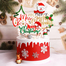 Load image into Gallery viewer, 1set Merry Chirstmas Topper Cake Snowman Christmas Cake Baking Decoration Christmas Theme Party Happy Birthday Cake Topper