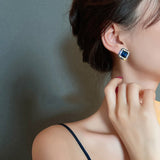Skhek 2023 New Arrivals Fashion Luxury 925 Sterling Silver Zircon Stud Blue Earing Earrings For Women Girl Party Gift Jewelry