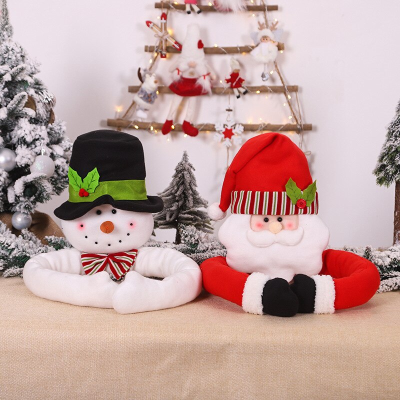105cm Santa Claus Hugs The Tree Doll Snowman Christmas Tree Ornament Festive Decoration Atmosphere Cloth Xmas Cute Pendant Decor