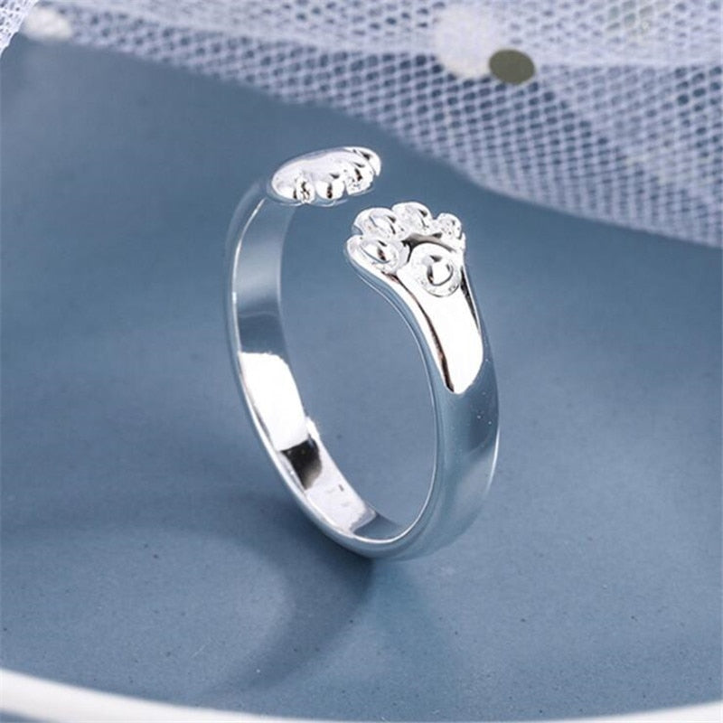 Christmas Gift Hot Popular Cute Animal 925 Sterling Silver Jewelry Fashion Personality Cat Claw Temperament Exquisite Opening Rings  R090