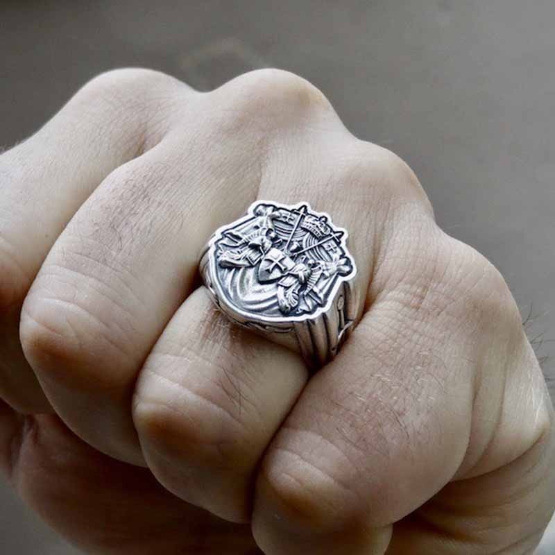 Skhek Knights Templar Ring from 316LStainless Steel with Red Cross Ring For Man Punk Rock Jewelry Freeshipping Party GiftOSR960