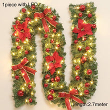 Load image into Gallery viewer, Christmas Gift 2.7m Christmas Wreath Garland with LED Lights Xmas Ornament 2021 Easter Door Decoration for Home Outdoor Navidad Green Wreath