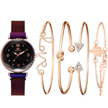 Load image into Gallery viewer, Christmas Gift 5pc/set Luxury Brand Women Watches Starry Sky Magnet Watch Buckle Fashion Casual Female Wristwatch Roman Numeral Simple Bracelet