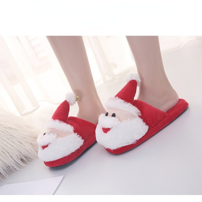 Christmas Fluffy Slippers New Product Plush Three-dimensional Santa Winter Cotton Slippers Home Furnishing