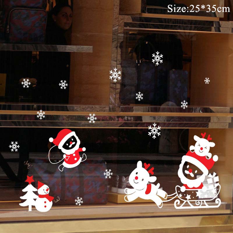 Merry Christmas Window Stickers Santa Claus Elk Wall Decals Xmas Decorations for Home Glass Stickers New Year Gifts Navidad 2021