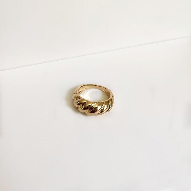 SKHEK Designs Gold Color Silver Color Irregular Twisted Croissants Rings Chunky Circle Geometric Rings For Minimalist Ring Jewelry