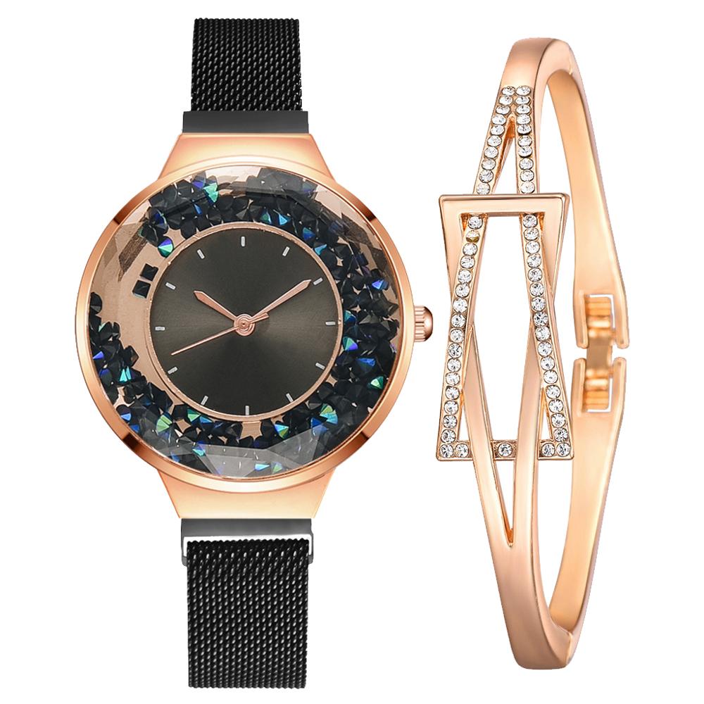 Christmas Gift Fashion Watches For Women Luxury Ladies Quartz Magnet Buckle Movable Rhinestones Ladies Wristwatches Pink Clock Relogio Feminino