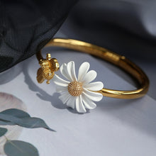 Load image into Gallery viewer, Skhek New White Enamel Daisy Flower Bracelet Vintage Gold Color Metal Opening Bracelet For Women Party Wedding Jewelry Gifts