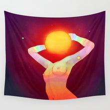 Load image into Gallery viewer, Bohemian Sun Moon Tapestry Wall Hanging Psychedelic Art Tapestries Wall Cloth Psychedelic Women Yoga Carpet Boho Decor