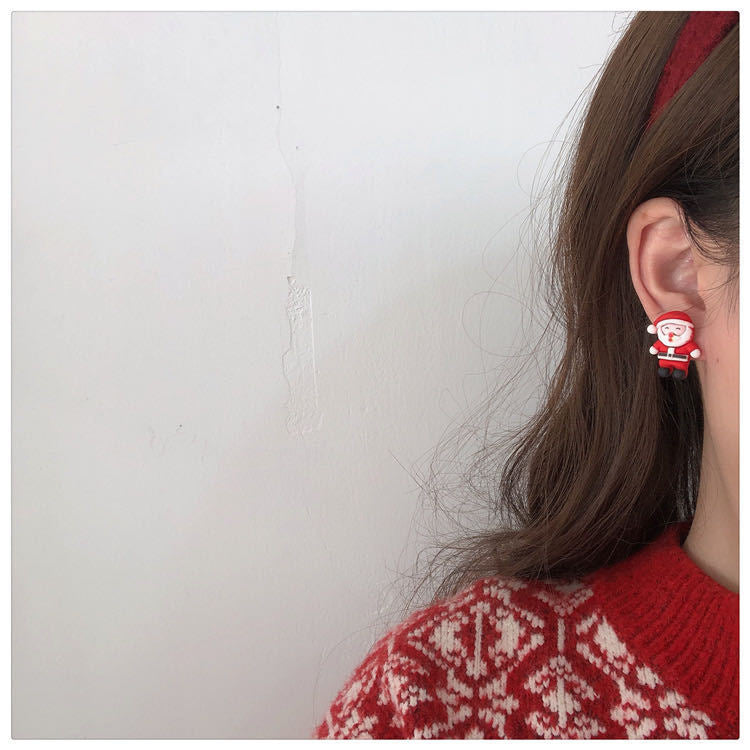 Christmas Santa Ear Studs Christms Women Jewelry Piercing Stud Earring Women Merry Christmas Decor Girl Friend Xmas Gift Natol