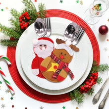 Load image into Gallery viewer, 1pc Christmas Decoration Snowman Santa Claus Elk Tableware Bag Pouch Knife Fork Bag for Xmas New Year Home Party Dinner Supply