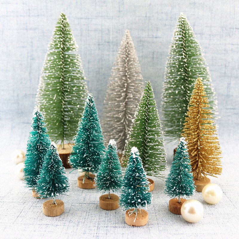 Christmas Gift 10 Pcs 4.5cm To 12.5cm Small Decorated Christmas Tree Fake Pine Tree Mini Artificial Christmas Tree Santa Snow Home Decoration