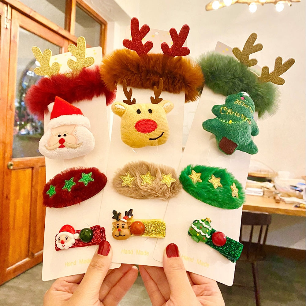Christmas hair accessories Rubber Band Brooch Set Christmas Gift Home Decor  Christmas Decoration  Enfeites De Natal Gifts