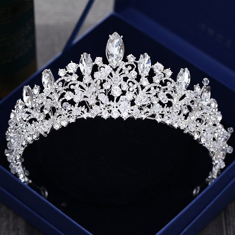 Skhek Diverse Silver Color Gold Crystal Crowns Bride tiara Fashion Queen For Wedding Crown Headpiece Wedding Hair Jewelry Accessories