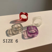 Load image into Gallery viewer, 2021 New Colorful Transparent Acrylic Irregular Marble Pattern Ring Resin Tortoise Rings for Women Girls Jewelry