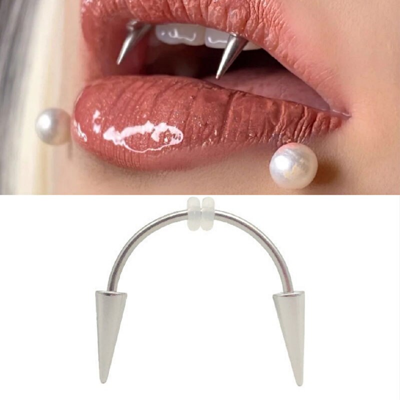 1PC Dracula Nail Surgical Steel Smiley Piercing Jewelry Septum Piercing Body Decorations Vampire Fangs  Zombie Teeth
