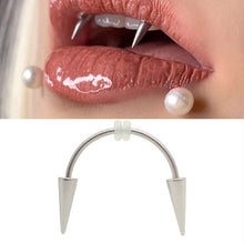 Load image into Gallery viewer, 1PC Dracula Nail Surgical Steel Smiley Piercing Jewelry Septum Piercing Body Decorations Vampire Fangs  Zombie Teeth