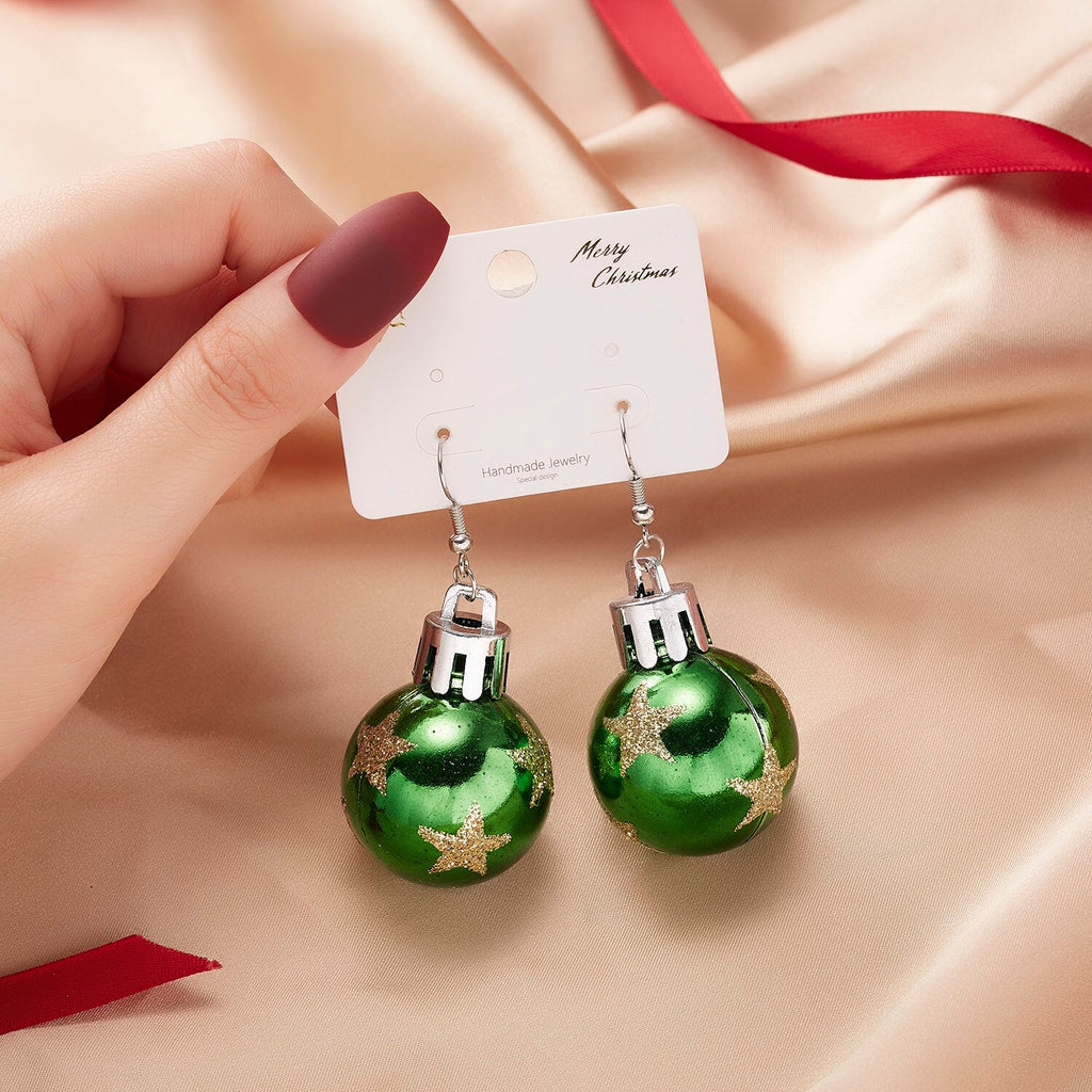 Christmas Gift Personality Christmas Earrings For Women Shiny Sequins Bulb Drop Earring Star Snowflake Colorful Ball Earrings New Year Jewelry