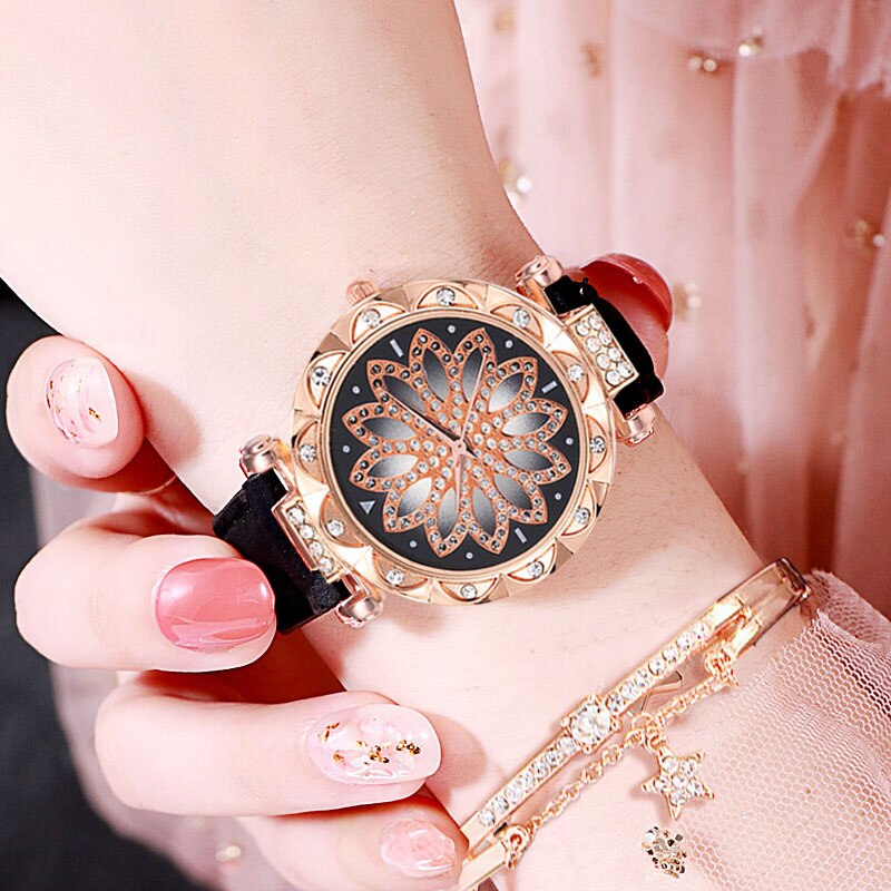 Christmas Gift Women Casual Leather Ladies Watch Quartz Wrist Watch Starry Sky Female Clock reloj mujer relogio feminino