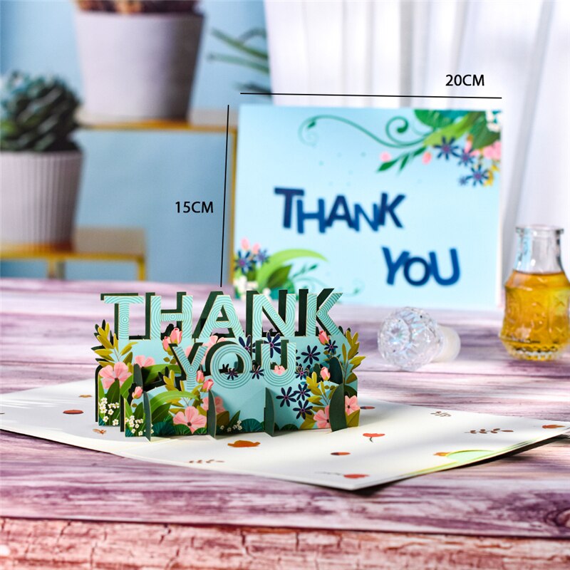Thank You Card Pop-Up 3D Greeting Cards for Thanksgiving Mothers Fathers Day Gratuation Anniversary Valentines