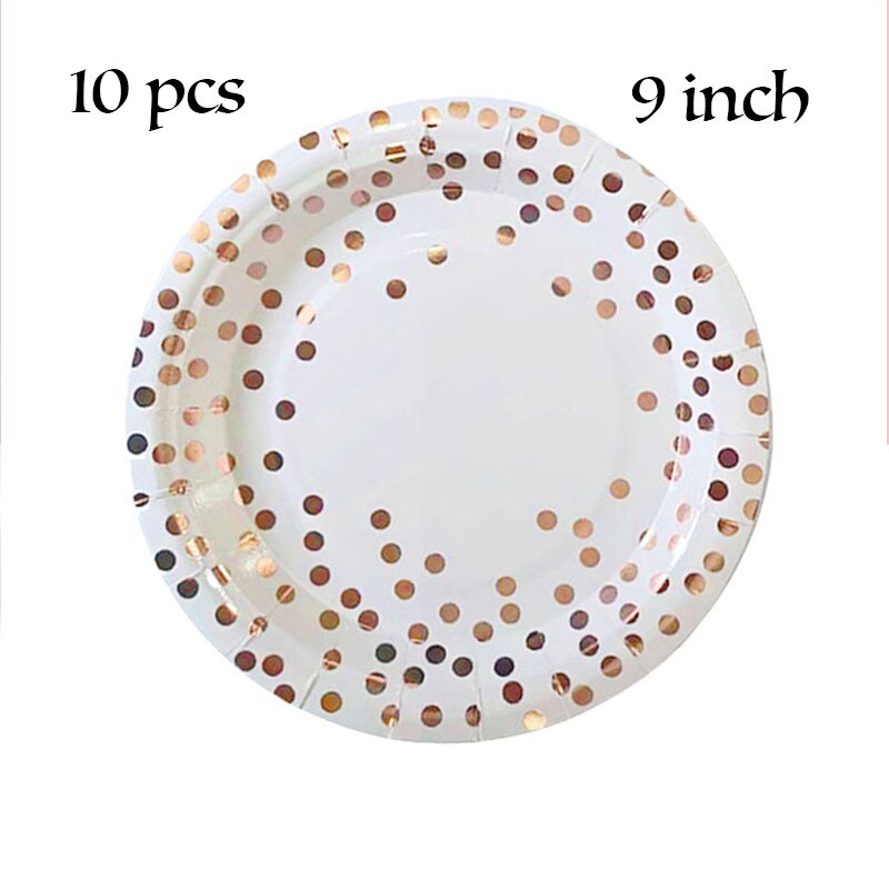 Rose Gold Party Tableware Kit Table Cloth Knife Fork Spoon Paper Cup Plates Straws Baby Shower Wedding Birthday Party Decor